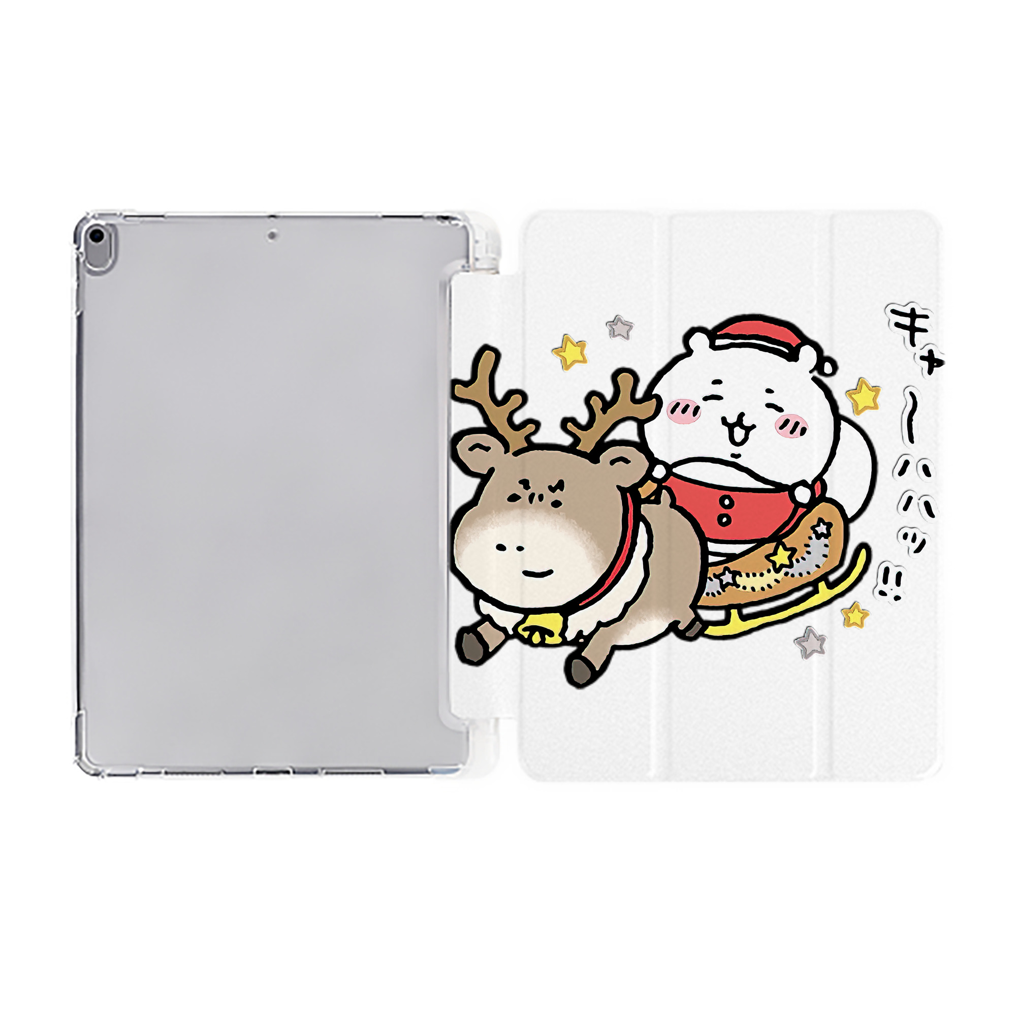 （画像用） ちいかわ ちいかわ Chii-kawa chiikawa IPad ケース ペン収納付き 三つ折りスタンド PUレザー×シリコン 対応機種9.5/10.5/10.9インチ